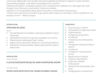 Zatrudnię się jako niania