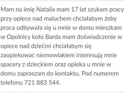 Szukam pracy jako niania